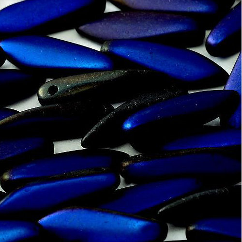 5mm x 16mm Dagger Bead - Jet Azuro Full Matted - 23980-22273