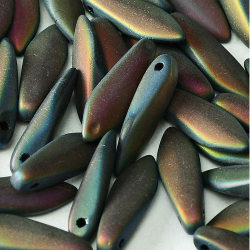 5mm x 16mm Dagger Bead - Jet Full Amezit Matted - 23980-22773 - 25 Piece Bag