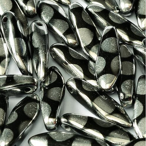 5mm x 16mm Dagger Bead - Jet Labrador Dots - 23980-2700A