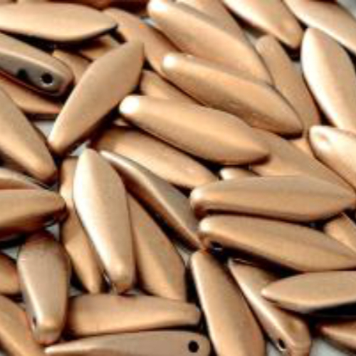5mm x 16mm Dagger Bead - Jet Capri Gold Full Matted - 23980-27170