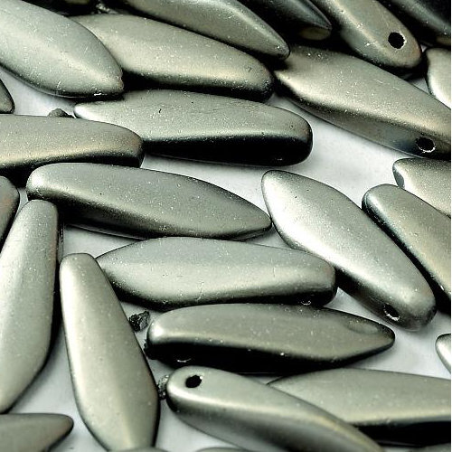 5mm x 16mm Dagger Bead - Jet Chrome Full Matted - 23980-27470