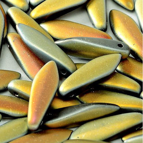 5mm x 16mm Dagger Bead - Jet Marea Full Matted - 23980-28073