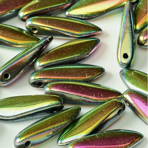 5mm x 16mm Dagger Bead - Jet Vitrail Full - 23980-28100