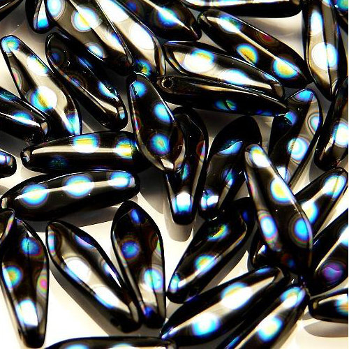 5mm x 16mm Dagger Bead - Jet AB Dots - 23980-2870A