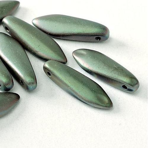 5mm x 16mm Dagger Bead - Jet Full Apricot Medium Matted - 23980-29173