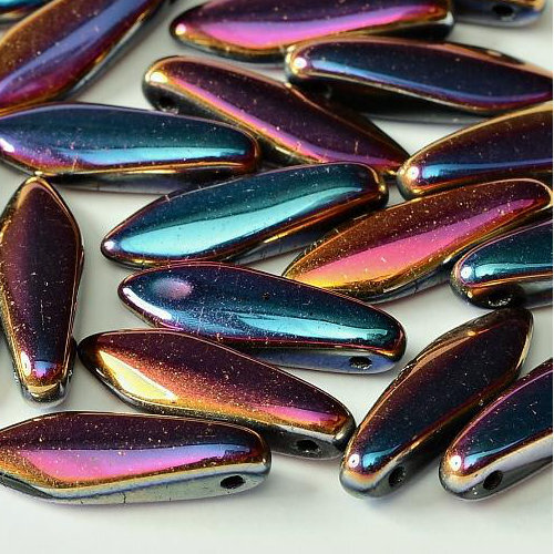 5mm x 16mm Dagger Bead - Jet Sliperit Full - 23980-29503