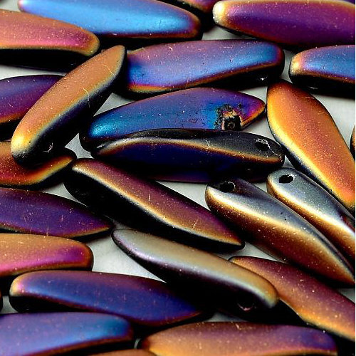 5mm x 16mm Dagger Bead - Jet Sliperit Full Matted - 23980-29573