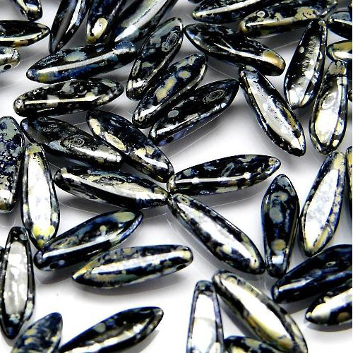 5mm x 16mm Dagger Bead - Jet Picasso - 23980-43400