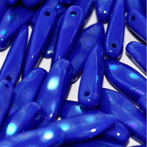 5mm x 16mm Dagger Bead - Opaque Blue AB Dots - 33050-2870A