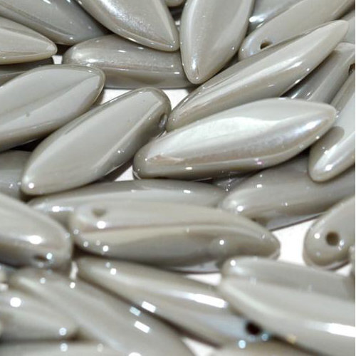 5mm x 16mm Dagger Bead - Opaque Grey Full Argent Flare - 43020-24203