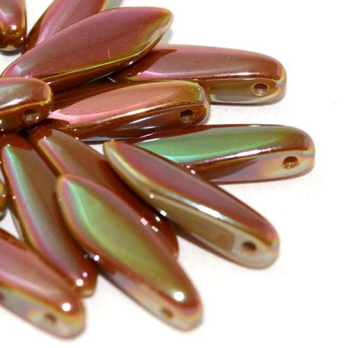 5mm x 16mm Dagger Bead - Opaque Grey Full Apricot Medium - 43020-29123