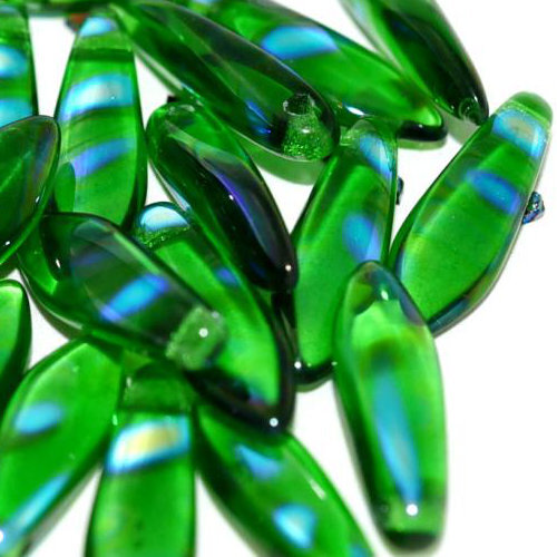 5mm x 16mm Dagger Bead - Chrysolite AB Stripes - 50050-2870V