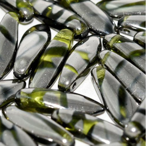 5mm x 16mm Dagger Bead - Olivine Chrome Stripes - 50230-2740V