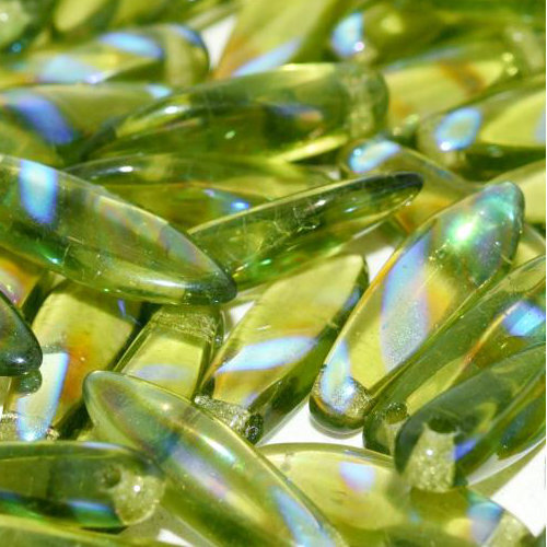 5mm x 16mm Dagger Bead - Olivine AB Stripes - 50230-2870V