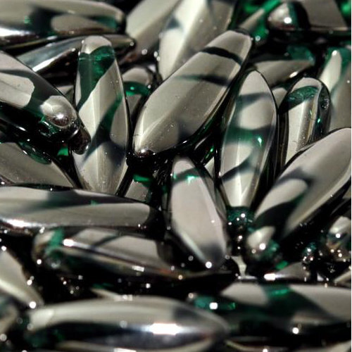 5mm x 16mm Dagger Bead - Emerald Chrome Stripes - 50720-2740V