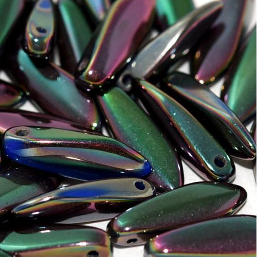 5mm x 16mm Dagger Bead - Opaque Blue Full Apricot Medium - 62010-29123 - 25 Piece Bag
