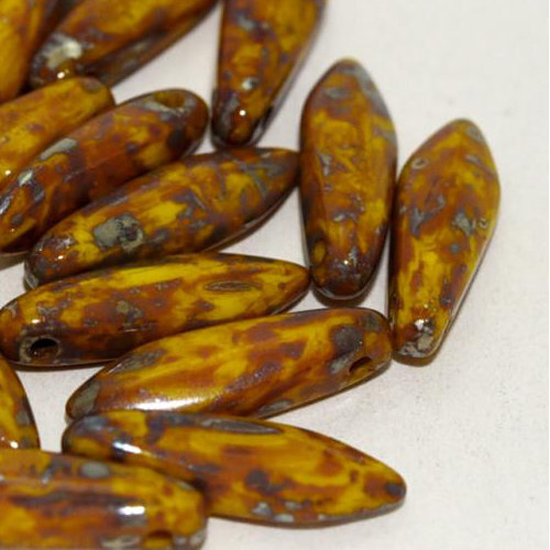 5mm x 16mm Dagger Bead - Lemon Picasso - 83120-43400