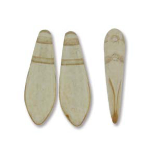 5mm x 16mm 2-Hole Dagger - Transparent Beige Luster - DGR2-516-00030-14413 -  50 Bead Strand