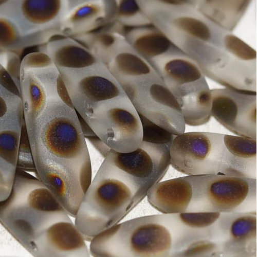 5mm x 16mm 2 Hole Dagger Bead - Crystal Azuro Dots Matted - 00030-2227A