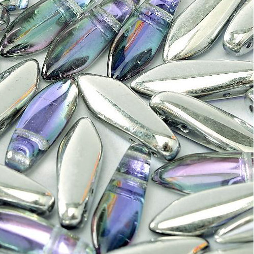5mm x 16mm 2 Hole Dagger Bead - Crystal Vitrail Light - 00030-26536 - 25 Piece Bag