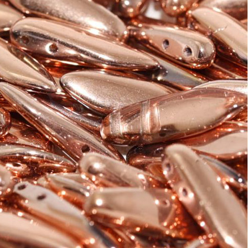 5mm x 16mm 2 Hole Dagger Bead - Crystal Capri Gold Full - 00030-27100 - 25 Piece Bag