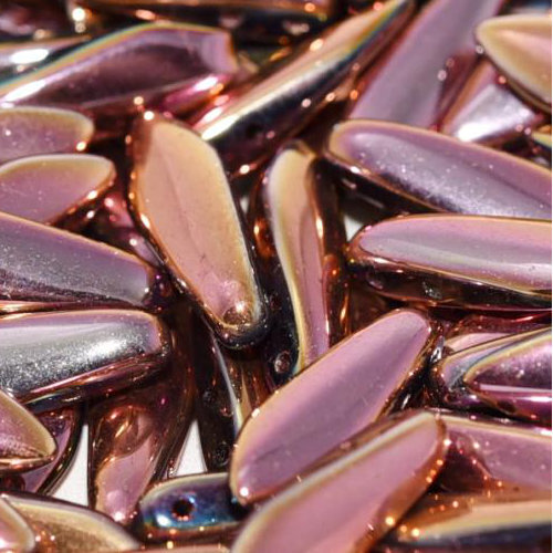 5mm x 16mm 2 Hole Dagger Bead - Crystal Capri Rose Full - 00030-27143 - 25 Piece Bag