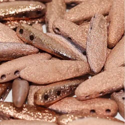 5mm x 16mm 2 Hole Dagger Bead - Crystal Etched Capri Gold Full - 00030-27180 - 25 Piece Bag