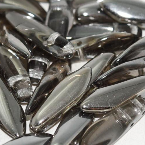 5mm x 16mm 2 Hole Dagger Bead - Crystal Chrome - 00030-27401 - 25 Piece Bag