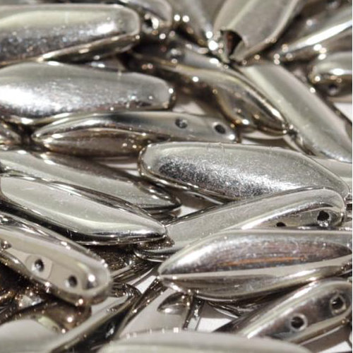5mm x 16mm 2 Hole Dagger Bead - Crystal Argentic Full - 00030-27500 - 25 Piece Bag