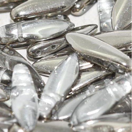 5mm x 16mm 2 Hole Dagger Bead - Crystal Argentic - 00030-27501 - 25 Piece Bag