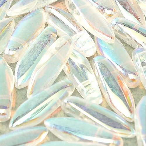 5mm x 16mm 2 Hole Dagger Bead - Crystal AB - 00030-28701 - 25 Piece Bag