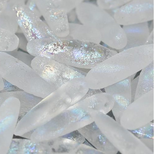 5mm x 16mm 2 Hole Dagger Bead - Crystal Etched AB Stripes - 00030-2878V - 25 Piece Bag