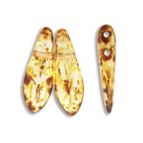 5mm x 16mm 2-Hole Dagger - Crystal Picasso - DGR2-516-00030-86800 -  50 Bead Strand