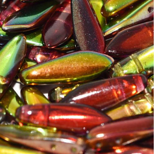 5mm x 16mm 2 Hole Dagger Bead - Crystal Magic Apple - 00030-95600 - 25 Piece Bag