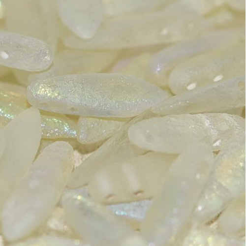 5mm x 16mm 2 Hole Dagger Bead - Crystal Etched Green Rainbow - 00030-98589 - 25 Piece Bag