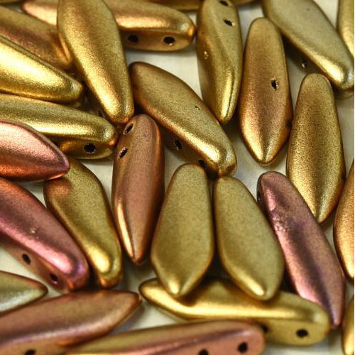 5mm x 16mm 2 Hole Dagger Bead - Metallic Mix  - 01610 - 25 Piece Bag