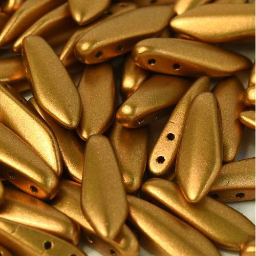 5mm x 16mm 2 Hole Dagger Bead - Brass Gold  - 01740