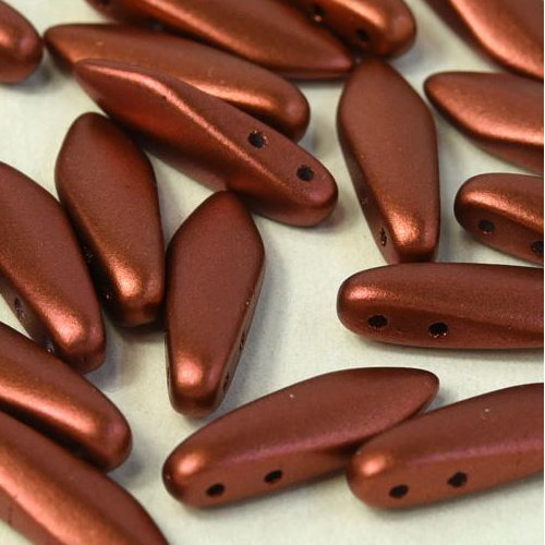 5mm x 16mm 2 Hole Dagger Bead - Copper  - 01750 - 25 Piece Bag
