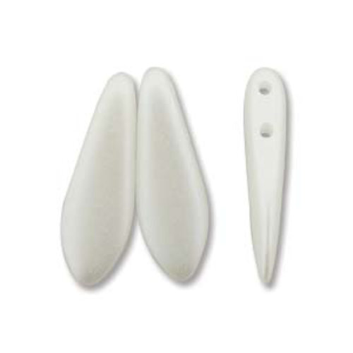 5mm x 16mm 2-Hole Dagger - Pastel White - DGR2-516-02010-25001 -  50 Bead Strand