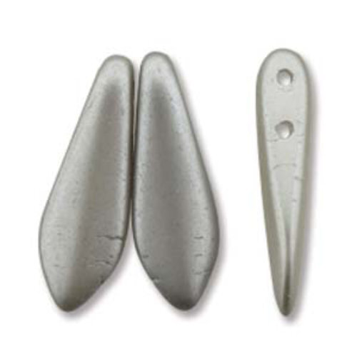 5mm x 16mm 2-Hole Dagger - Pastel Silver - DGR2-516-02010-25028 -  50 Bead Strand