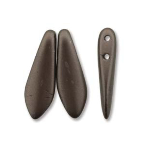 5mm x 16mm 2-Hole Dagger - Pastel Dark Brown - DGR2-516-02010-25036 -  50 Bead Strand