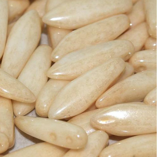 5mm x 16mm 2 Hole Dagger Bead - Chalk White Champagne Luster - 03000-14413 - 25 Piece Bag