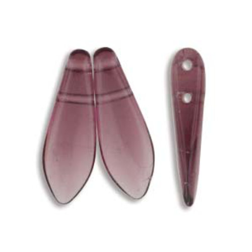 5mm x 16mm 2-Hole Dagger - Amethyst - DGR2-516-20060 -  50 Bead Strand