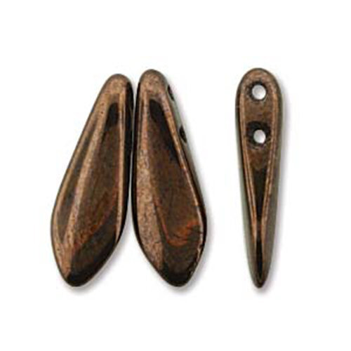 5mm x 16mm 2 Hole Dagger Bead - Jet Bronze - 23980-14415 - 25 Piece Bag