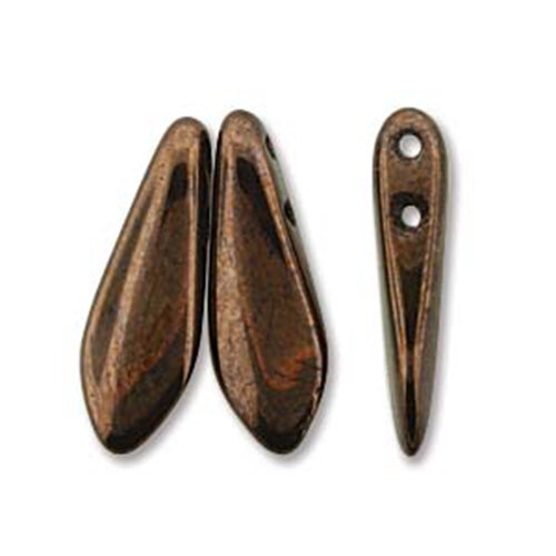 5mm x 16mm 2-Hole Dagger - Dark Bronze - DGR2-516-23980-14415 -  50 Bead Strand
