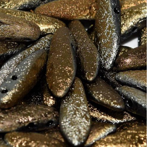 5mm x 16mm 2 Hole Dagger Bead - Jet Etched Full Valentinite - 23980-22683 - 25 Piece Bag