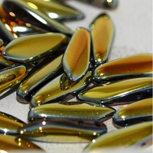 5mm x 16mm 2 Hole Dagger Bead - Jet Marea Full - 23980-28003 - 25 Piece Bag