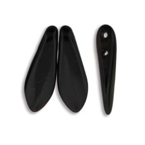 5mm x 16mm 2-Hole Dagger - Jet - DGR2-516-23980 -  50 Bead Strand