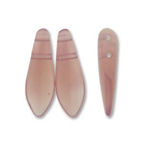 5mm x 16mm 2-Hole Dagger - Milky Pink - DGR2-516-71010 -  50 Bead Strand