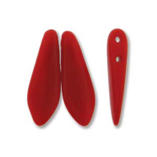 5mm x 16mm 2-Hole Dagger - Opaque Red - DGR2-516-93200 -  50 Bead Strand